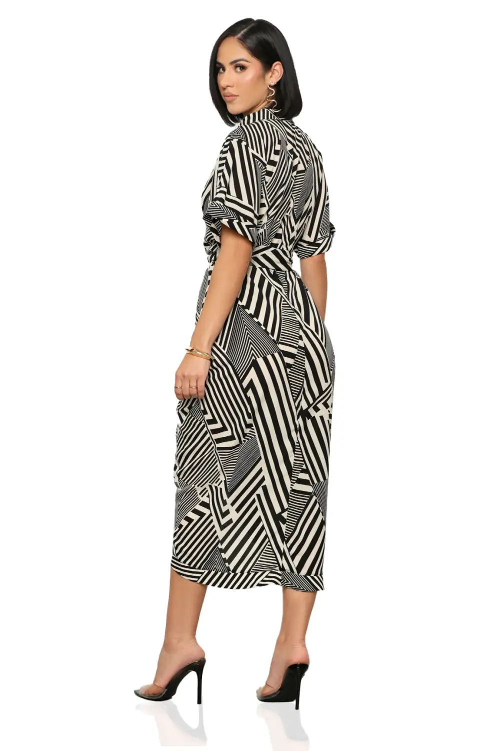 Get Ziggy Midi Dress (Black & White)