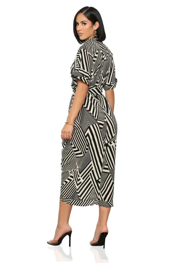 Get Ziggy Midi Dress (Black & White)