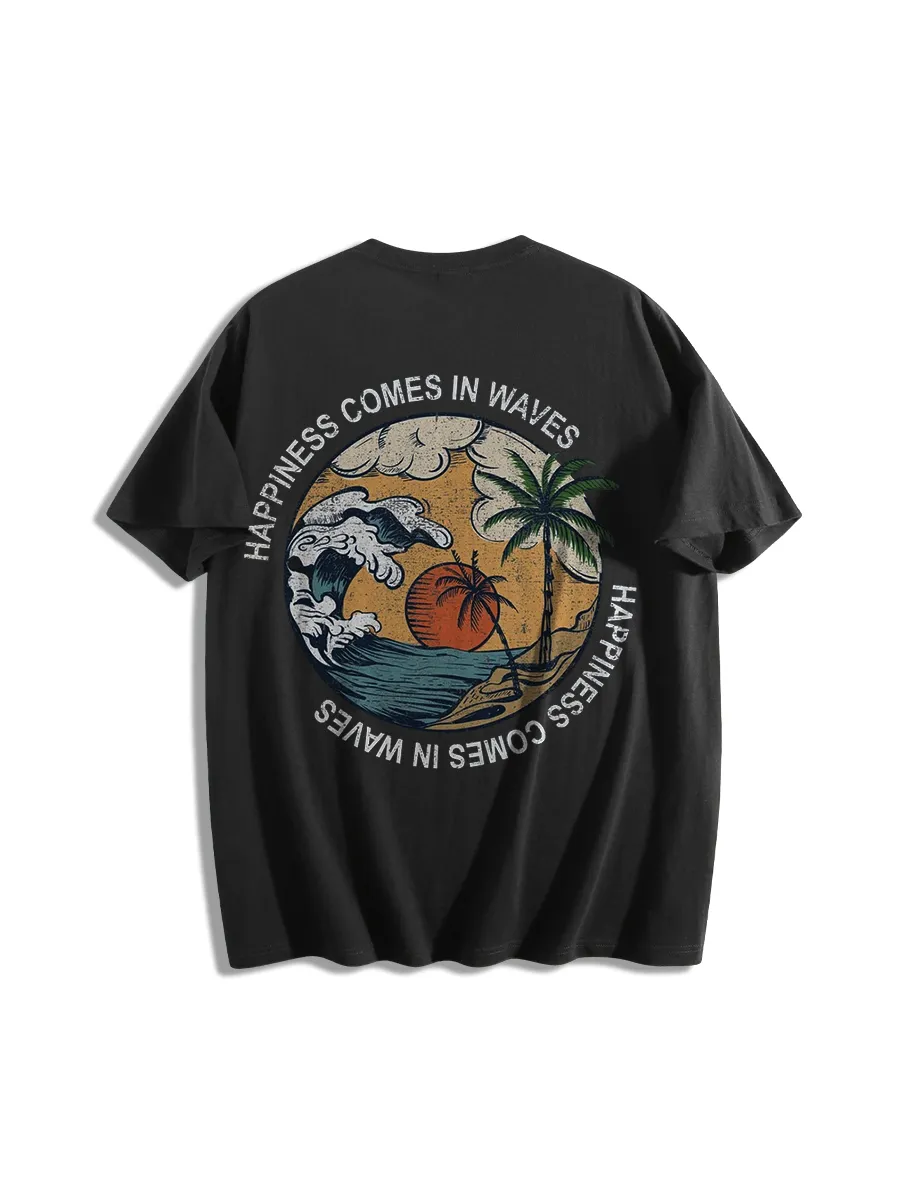Forever Chasing Sunsets Printed Back Short Sleeve T-Shirt