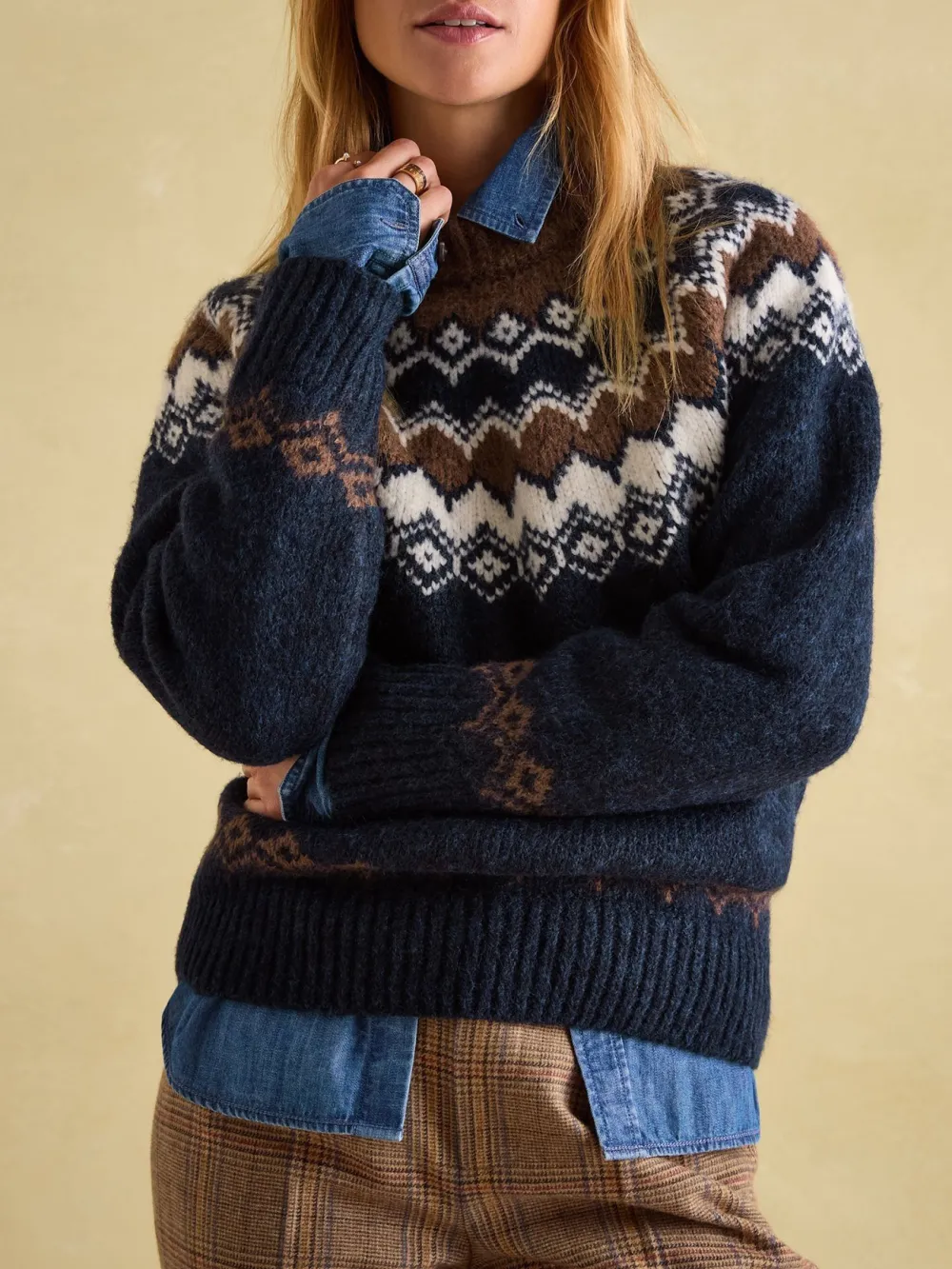 Lowry Red/Navy Fairisle Pattern Jumper