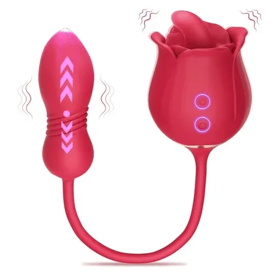 LickMaster 2.0 Tongue Licking Thrusting Vibrating Rose Extender