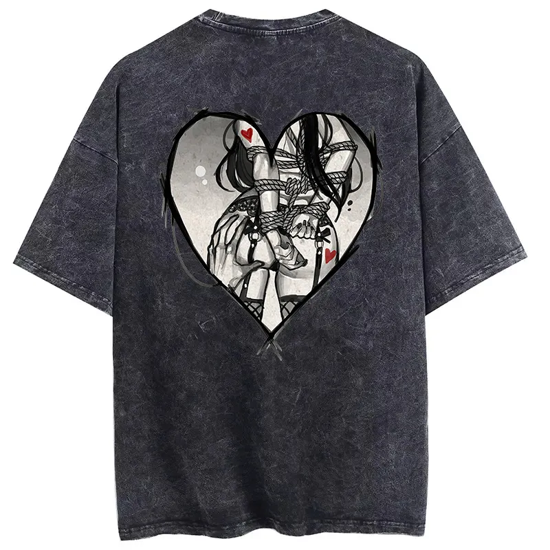 Bondage Game Printed Oversize Washed T-Shirt