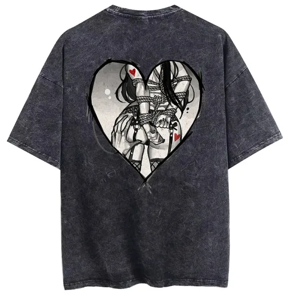 Bondage Game Printed Oversize Washed T-Shirt