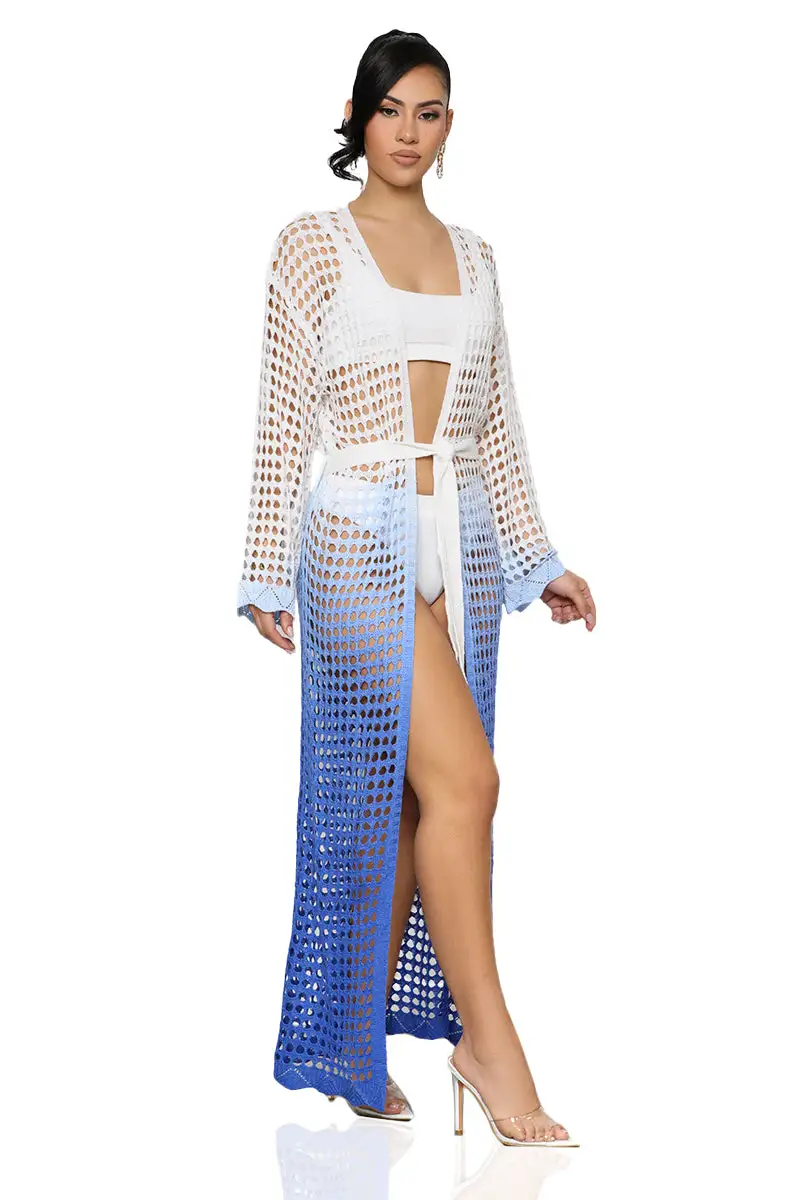 Ocean Views Swimsuit Cover Up Kimono (Blue)- FINAL SALE
