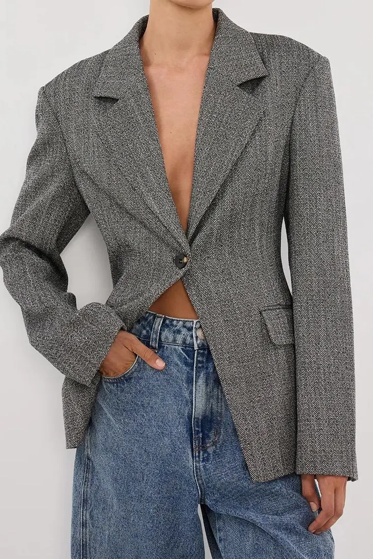 MERRITT CHARCOAL CINCHED BLAZER