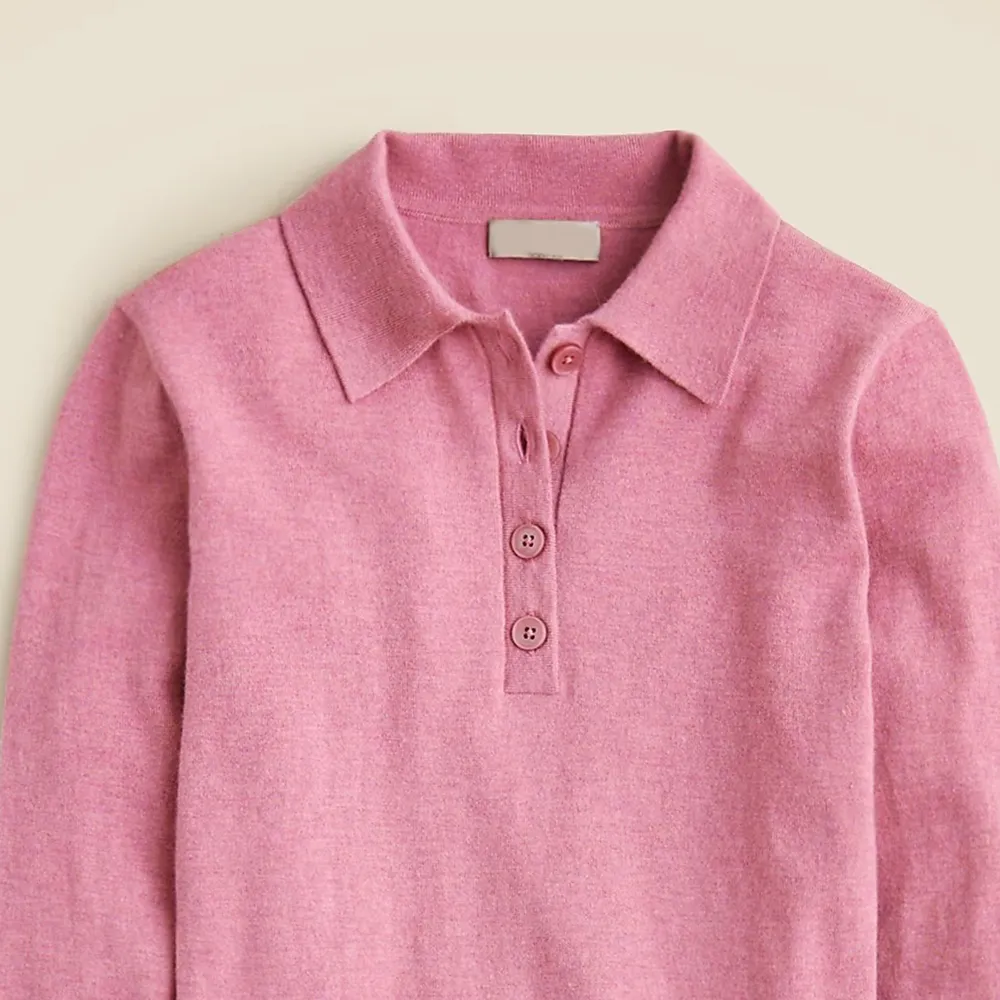 cashmere-blend long-sleeve polo shirt