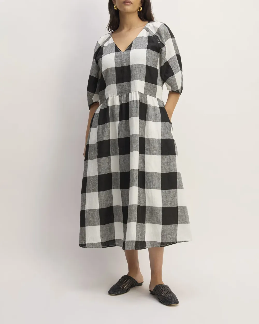 The Linen Oversized Puff-Sleeve Dress