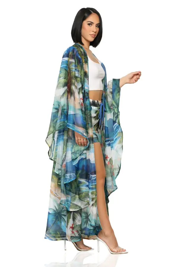 Tropical Escape Kimono Short Set