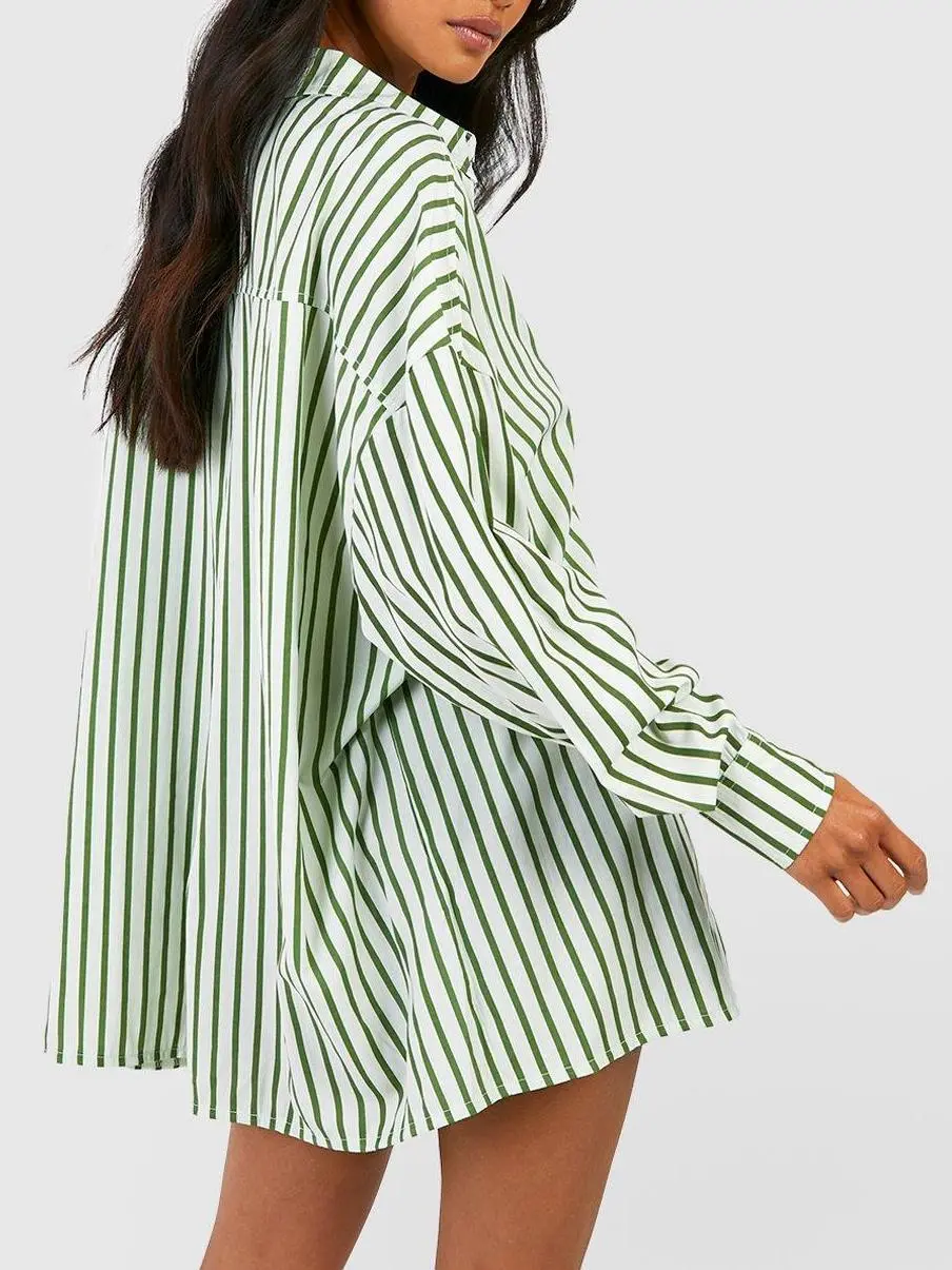 STRIPE DROP SHOULDER OVERSIZED SHIRT