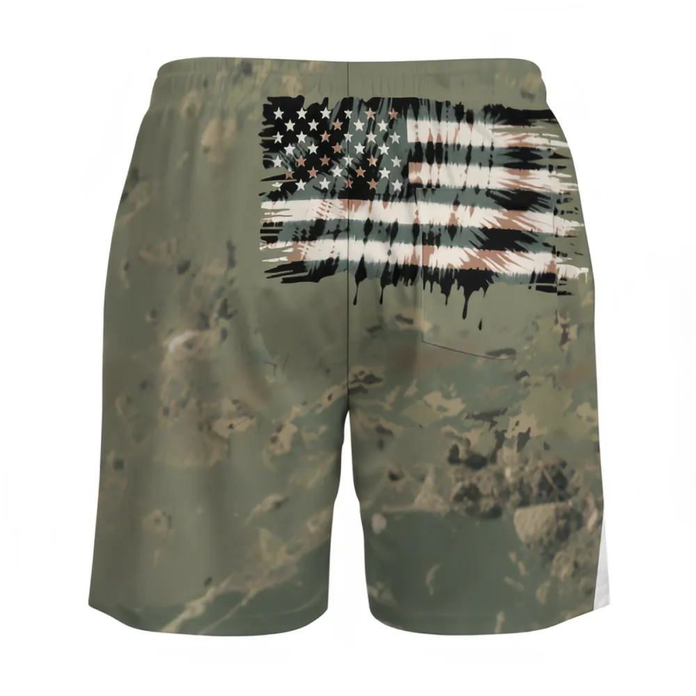 Art Style Gray Tone Flag Camouflage Style Sports Board Shorts