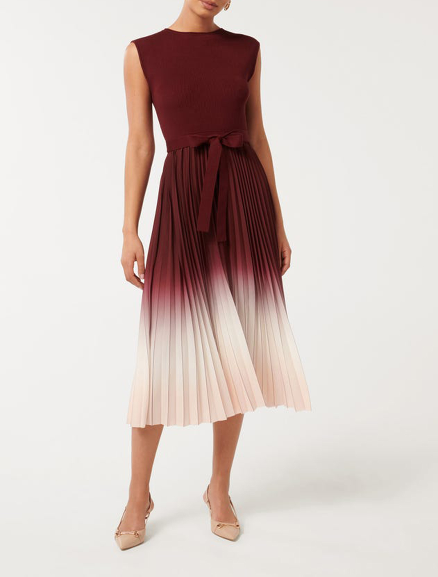 Elsie Ombre Pleated Midi Dress