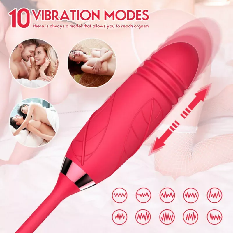 Rose Sucking Clit Vibrator Dildo Thrusting G-spot Massager Sex Toys for Women