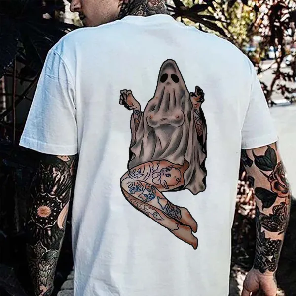 Nude Girl Tattoo Ghost Printed Men's T-shirt