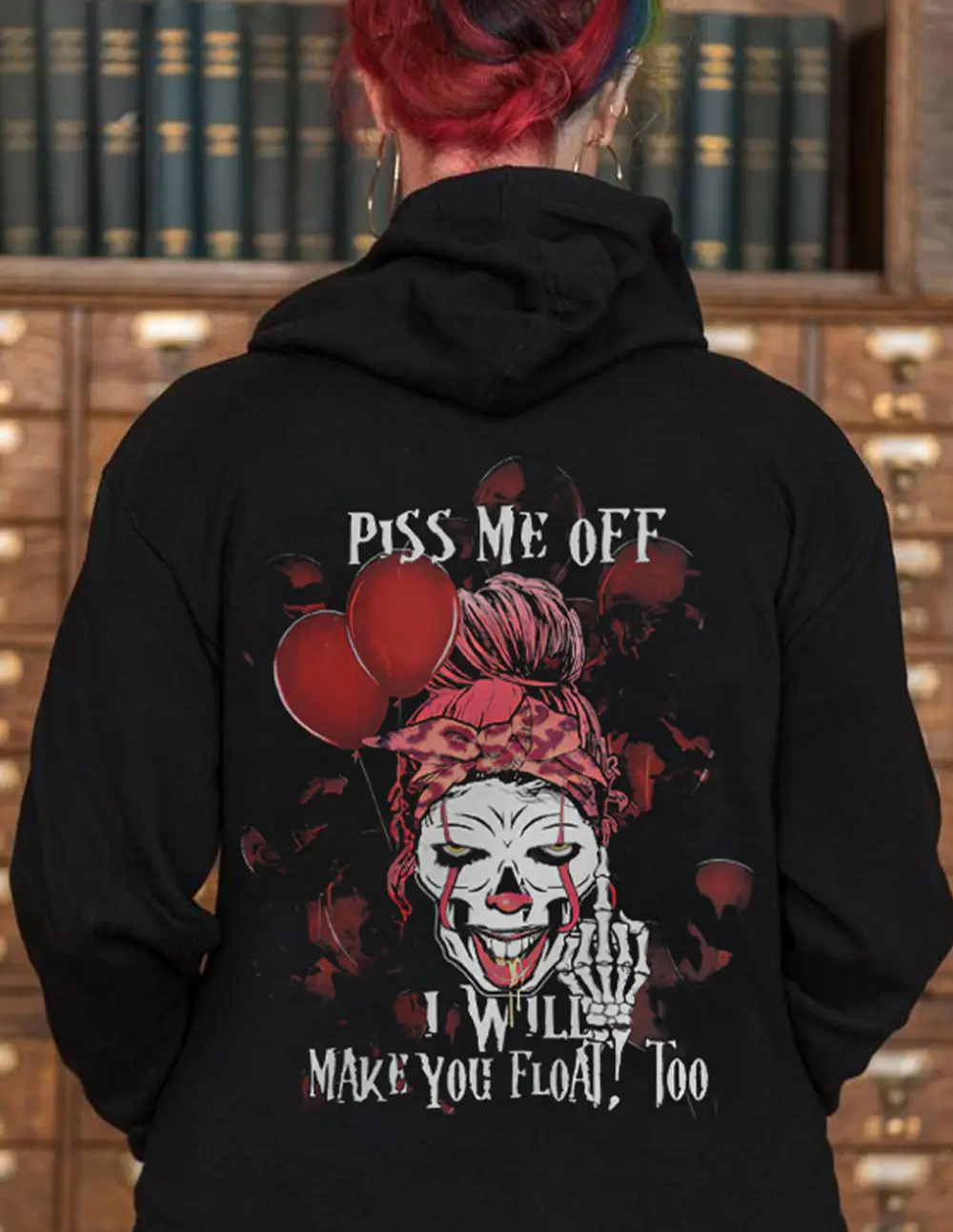 Piss Me Off Skull Printed Women's Hoodie