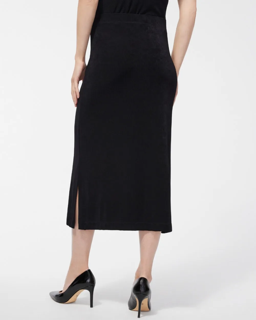 High Waisted Slit Midi Skirt