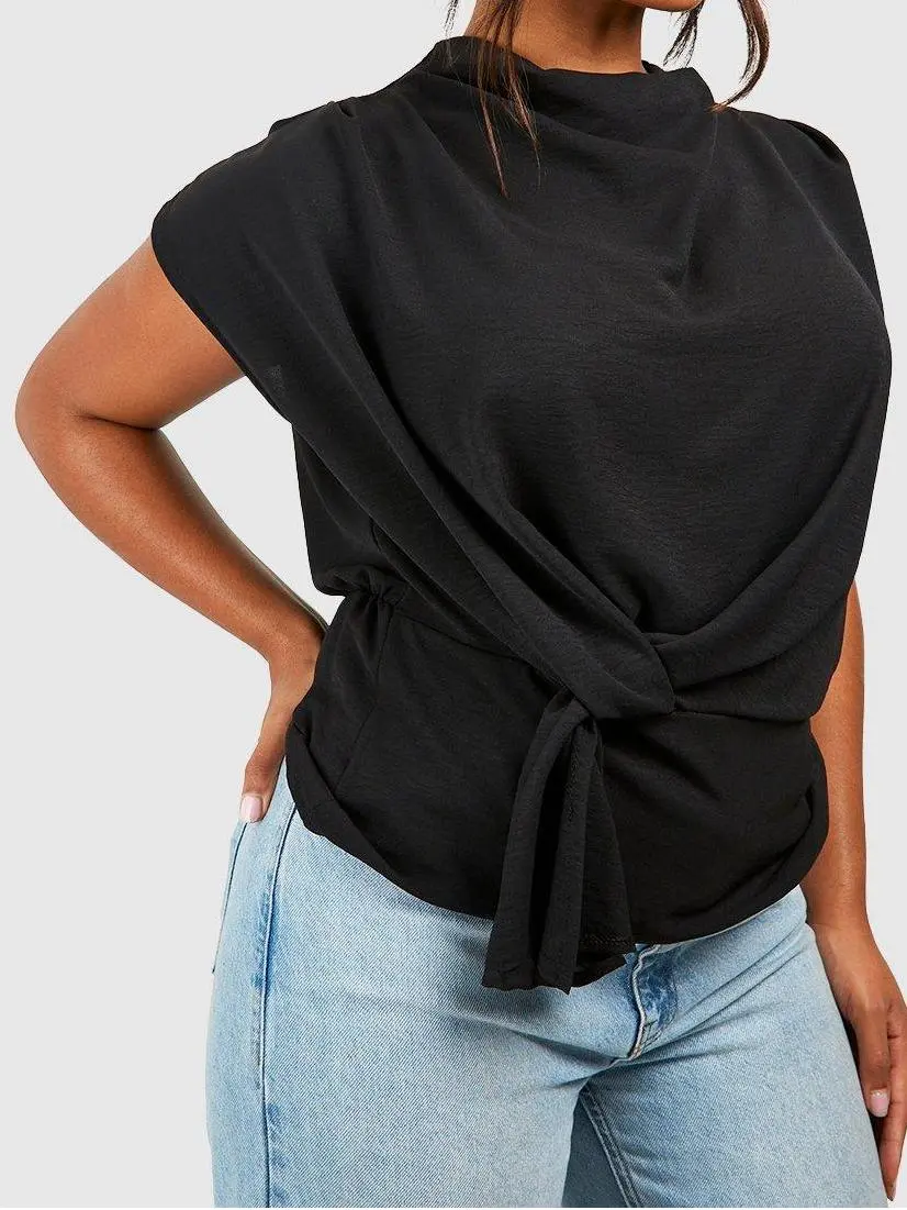 KNOT COWL NECK BLOUSE