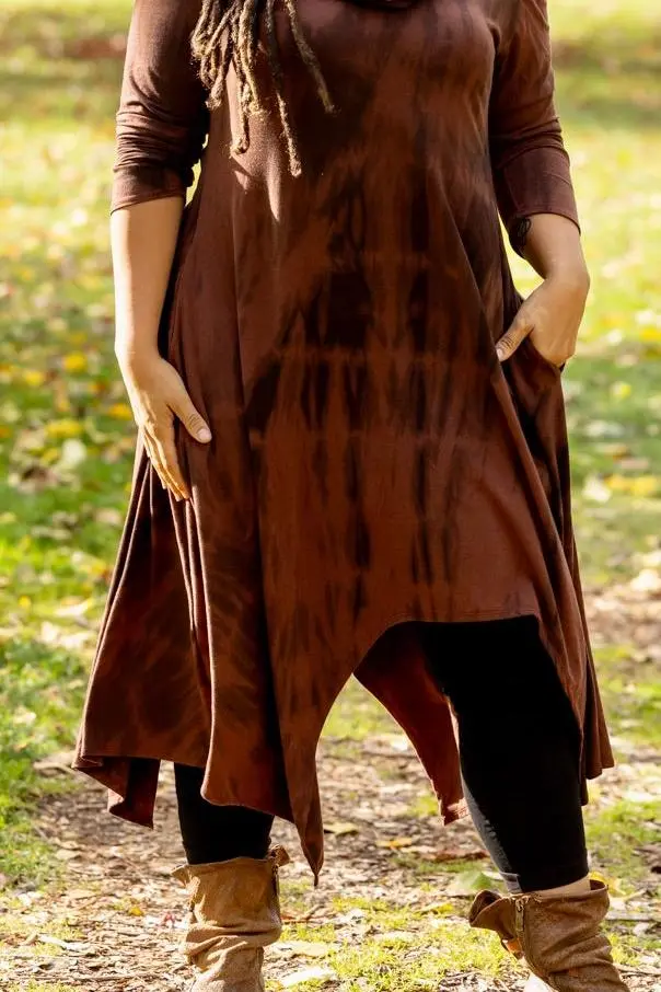 Moon Walk Dress - Shibori - Copper/Black