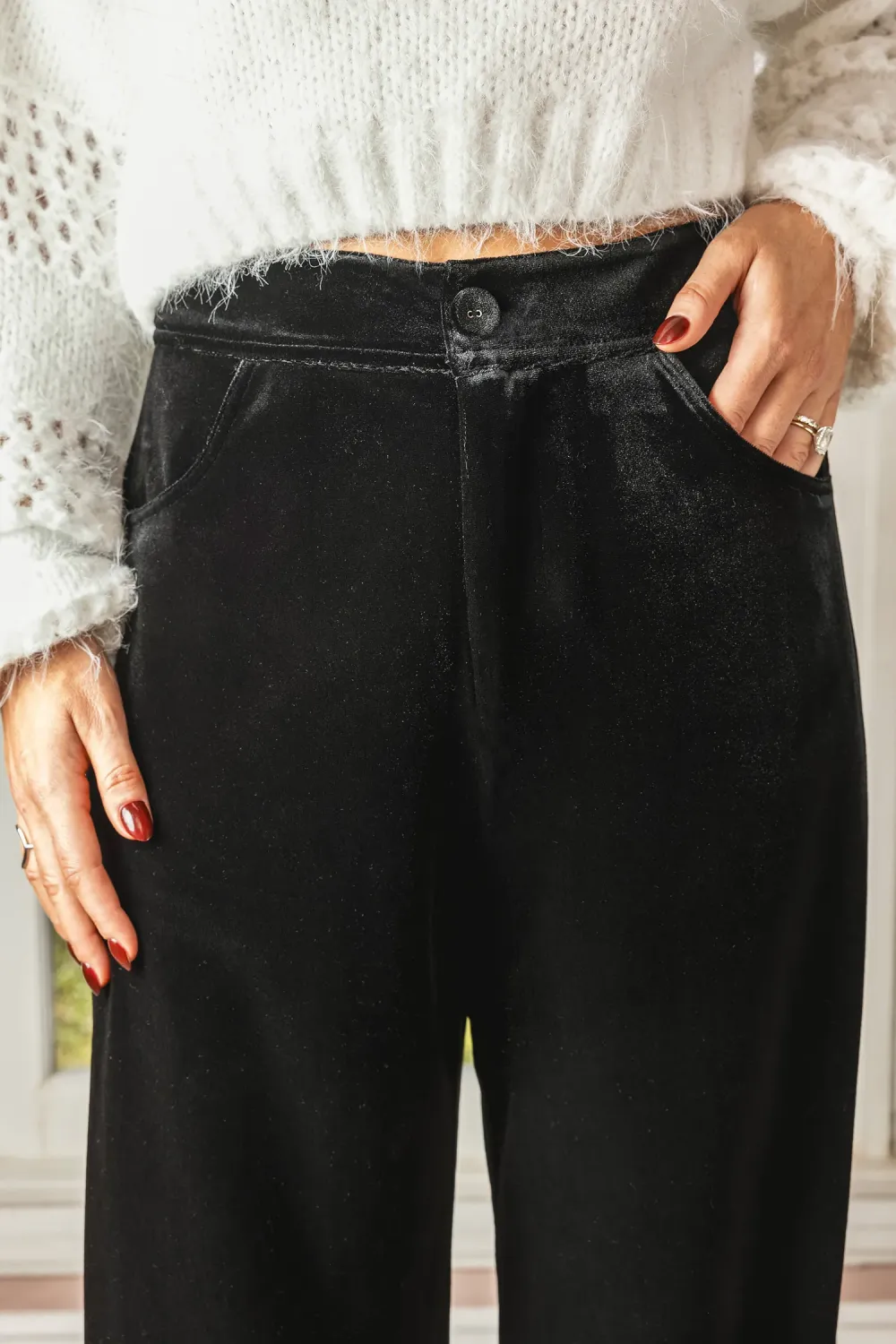 Midnight Black Wide Leg Trousers