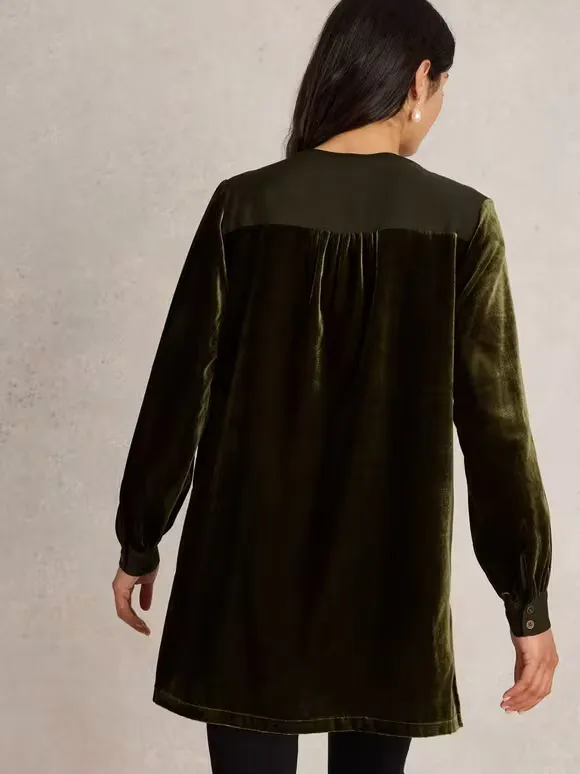 Long Sleeve Olive Velvet Tunic