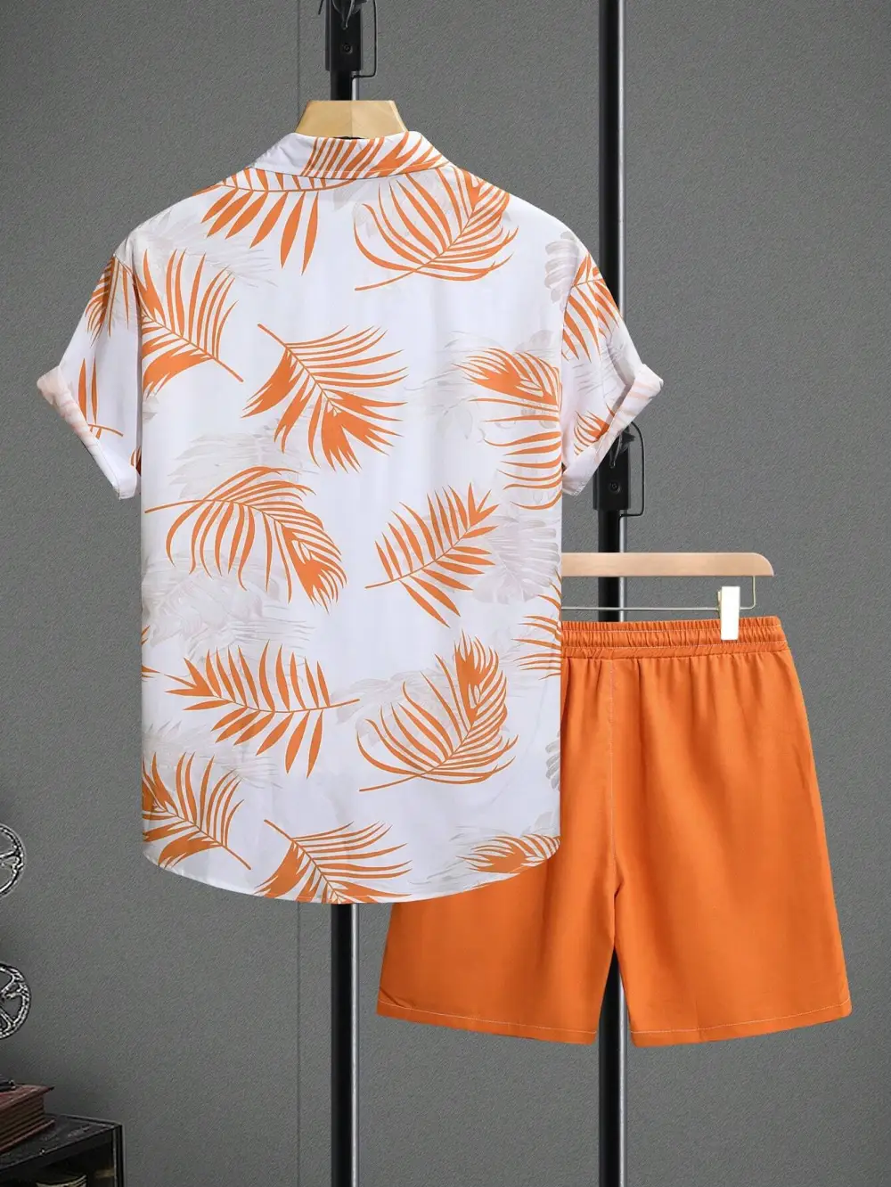 2pcs Men's Floral Print Shirt And  Pocket Shorts Set Men Summer Outfits