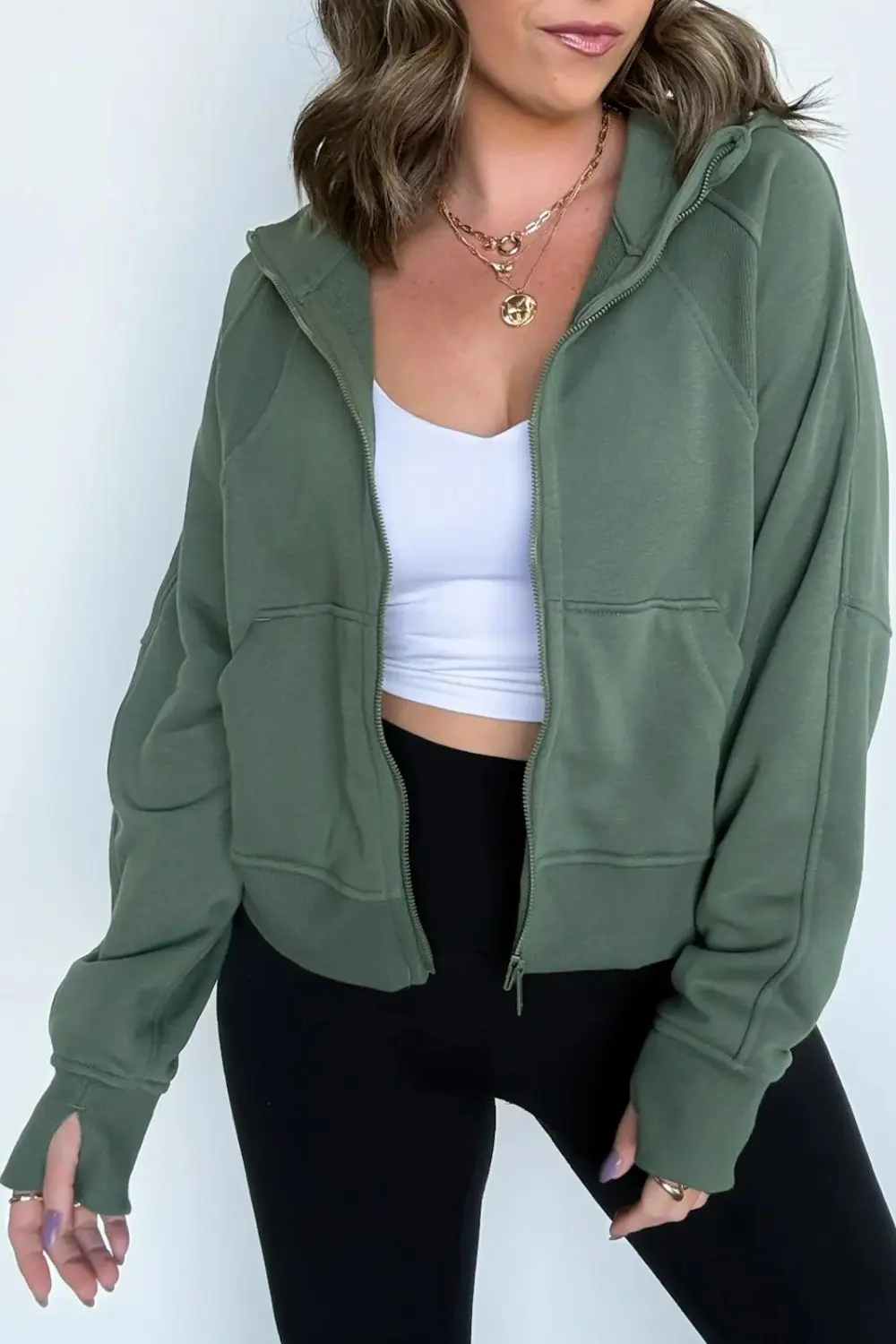 Solid color sports hoodie