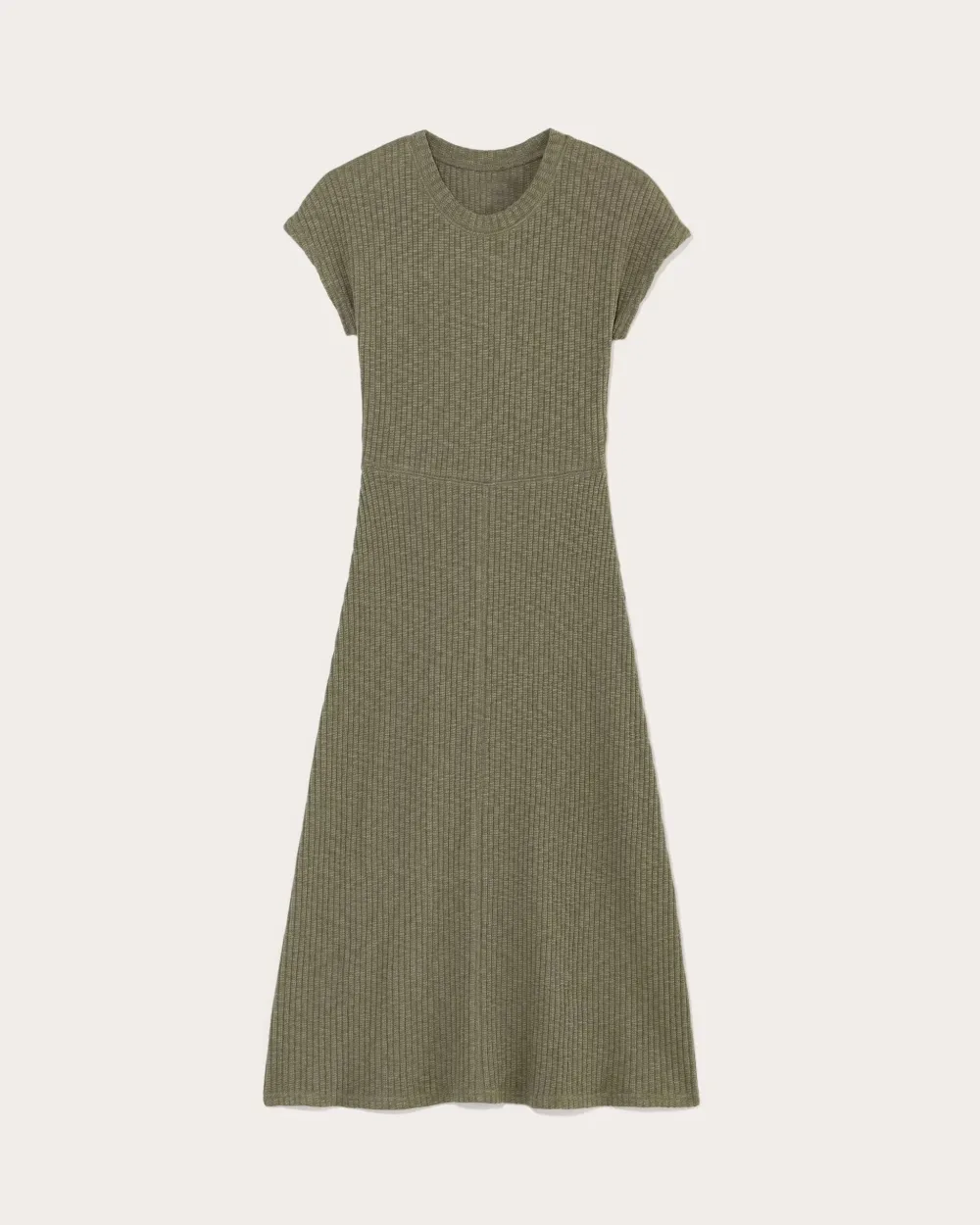 The Rib-Knit Cap-Sleeve Midi Dress