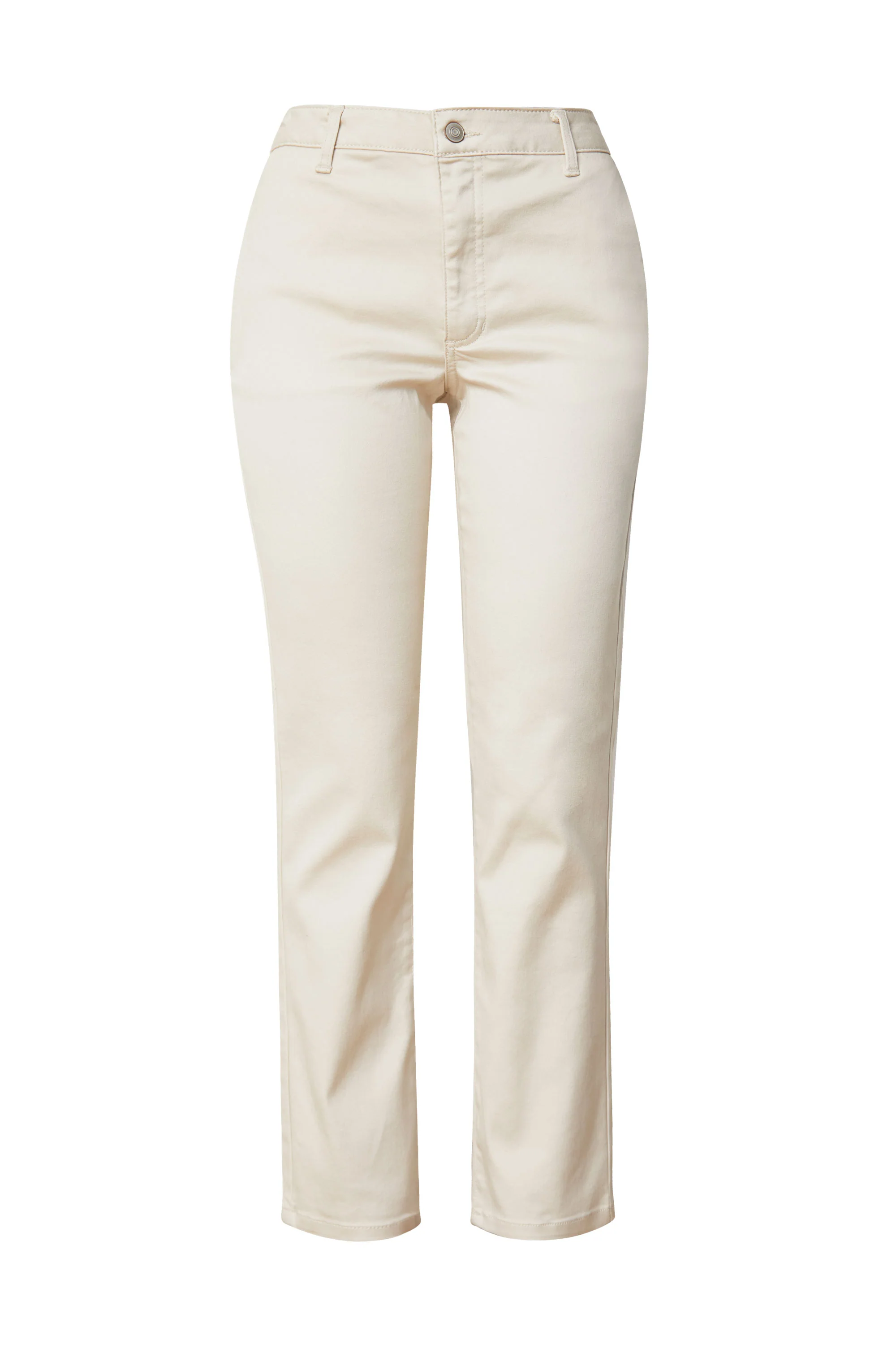 Beige Straight Twill Slim Fit Pants