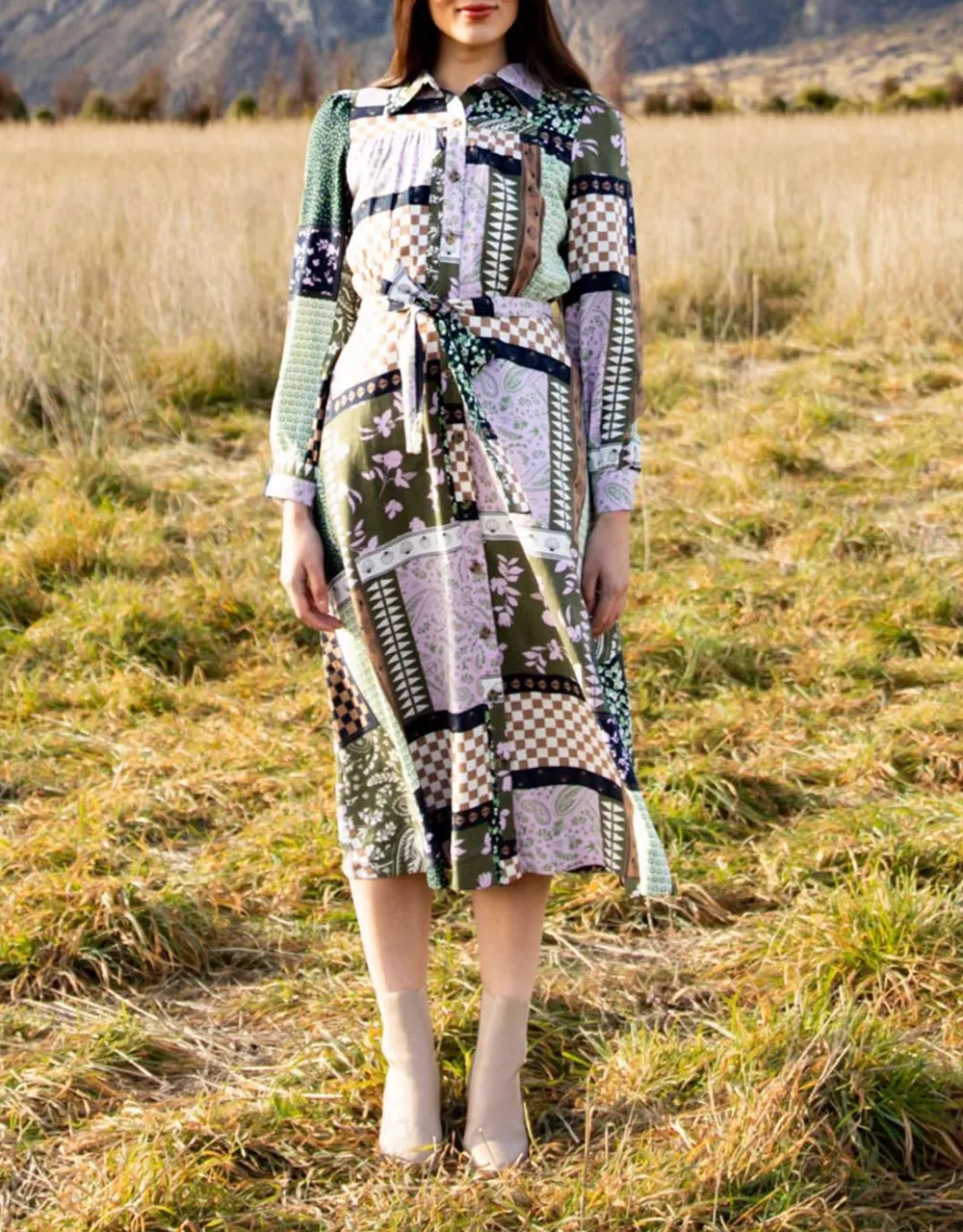 Vetiver Patchwork Dress - Patchwork Print