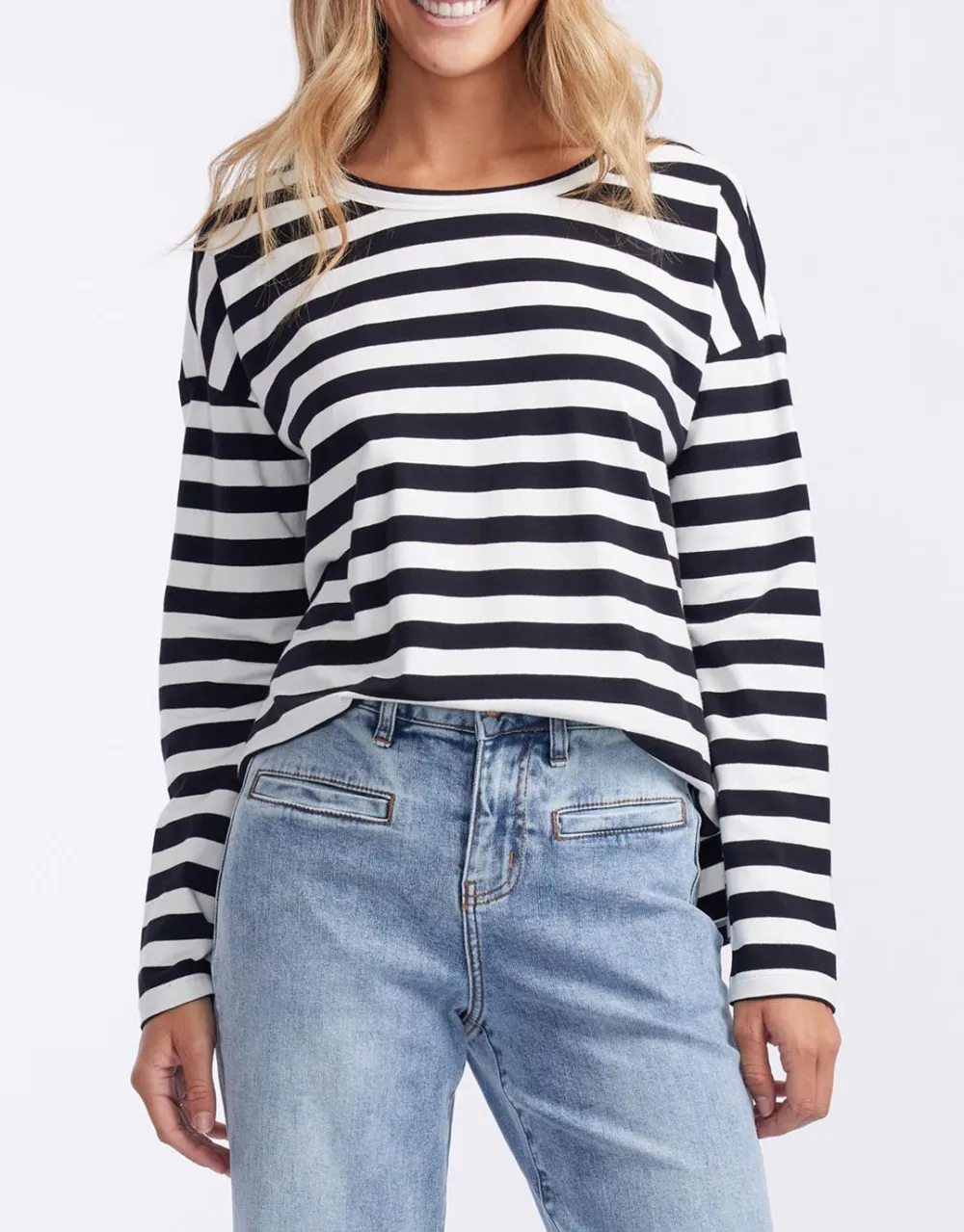 Relaxed Long Sleeve T-Shirt - Frenchie Stripe