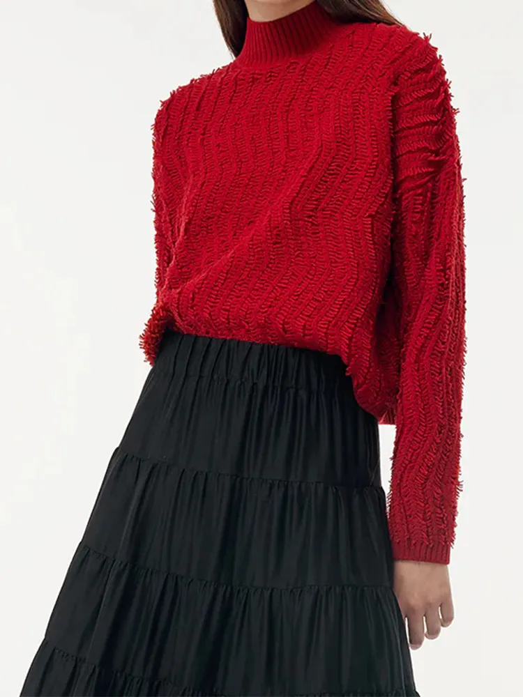 100% Wool Chili Red Women Sweater