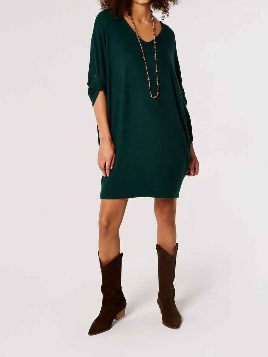 Soft Batwing Cocoon Mini Dress