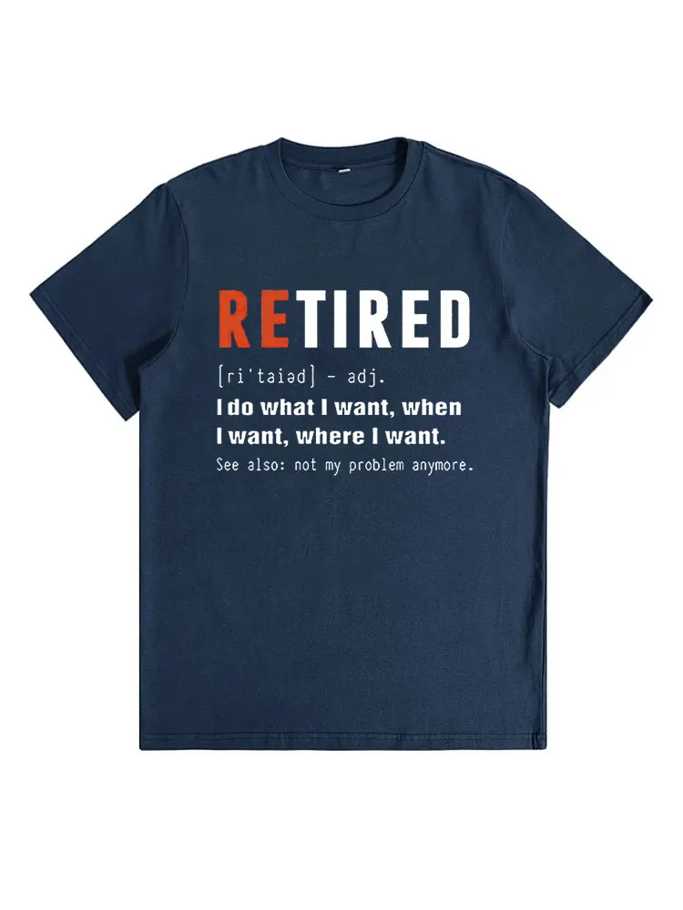 Funny Retired Definition Cotton Short Sleeve Graphic T-Shirt