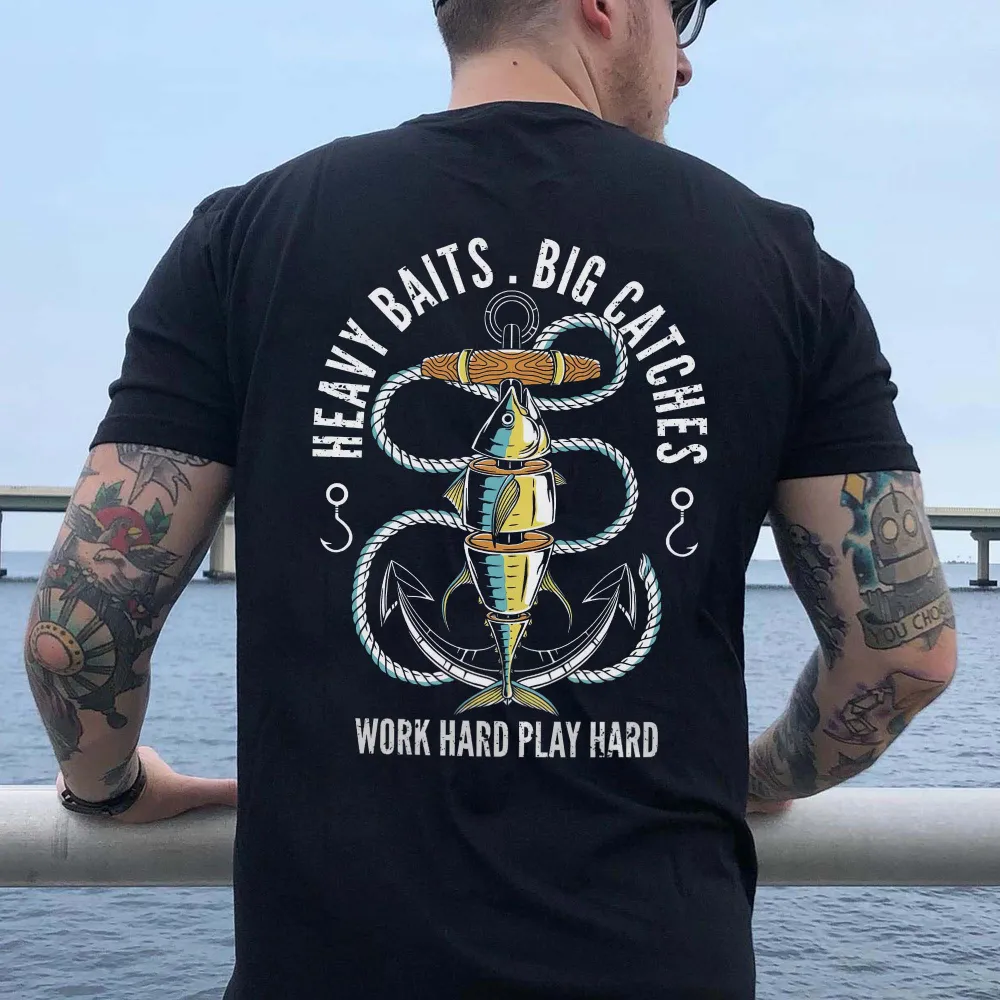 Heavy Baits Big Catches Printed Men's T-shirt