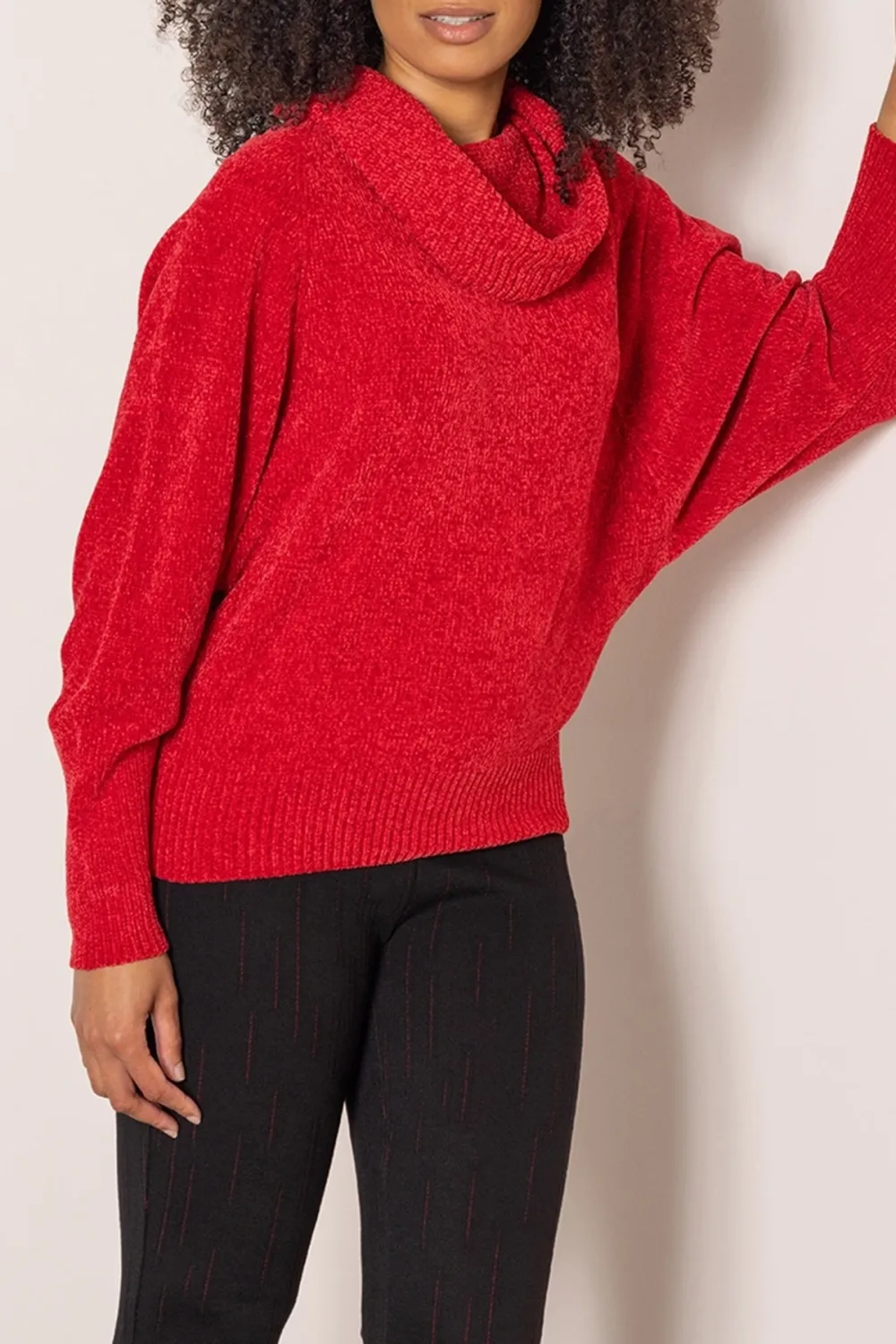 Cowl Neck Batwing Sleeve Chenille Jumper