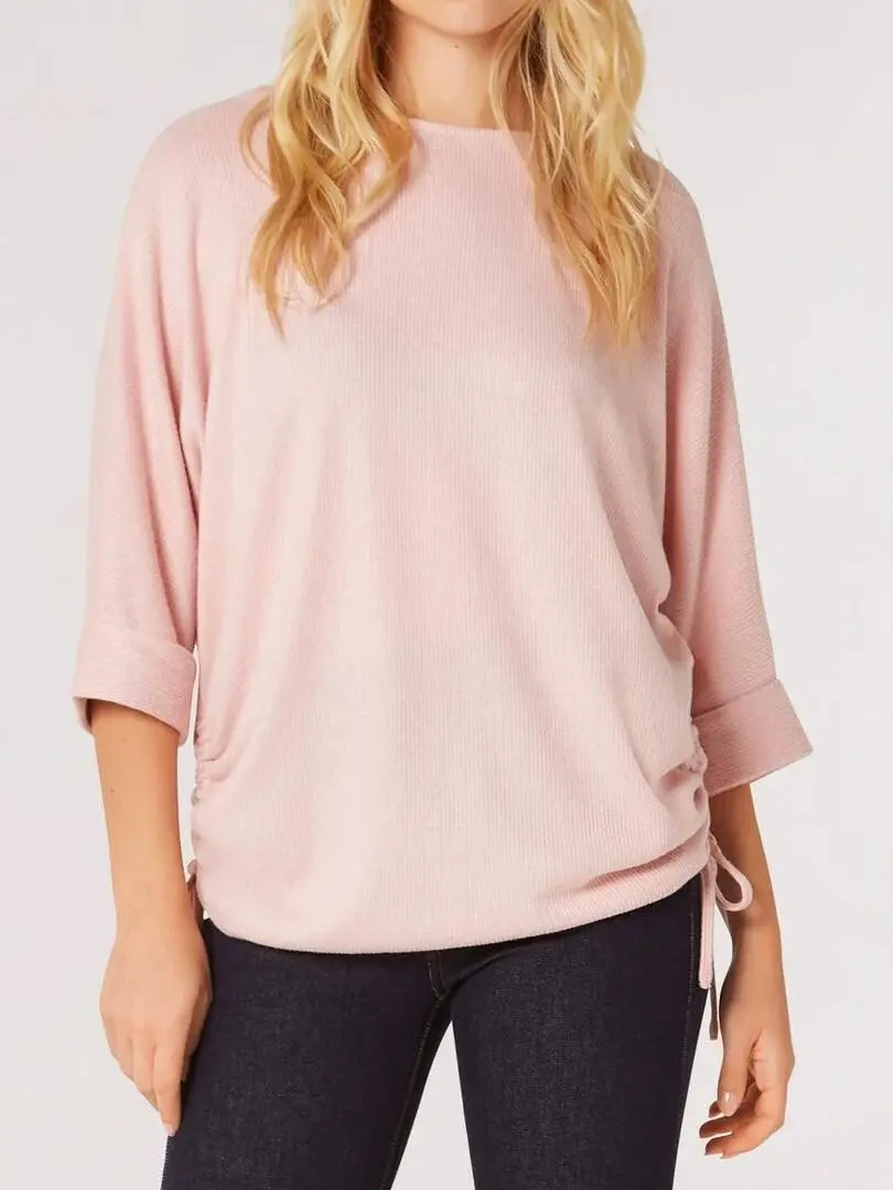 Soft Touch Drawstring Batwing Top