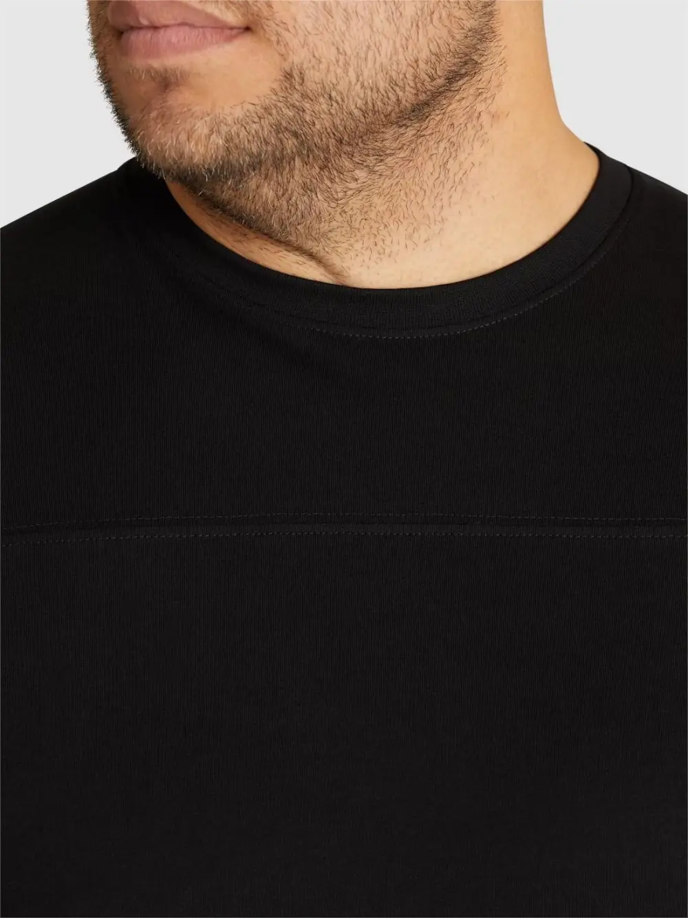 BLACK ESSENTIAL LONGLINE PANEL TEE