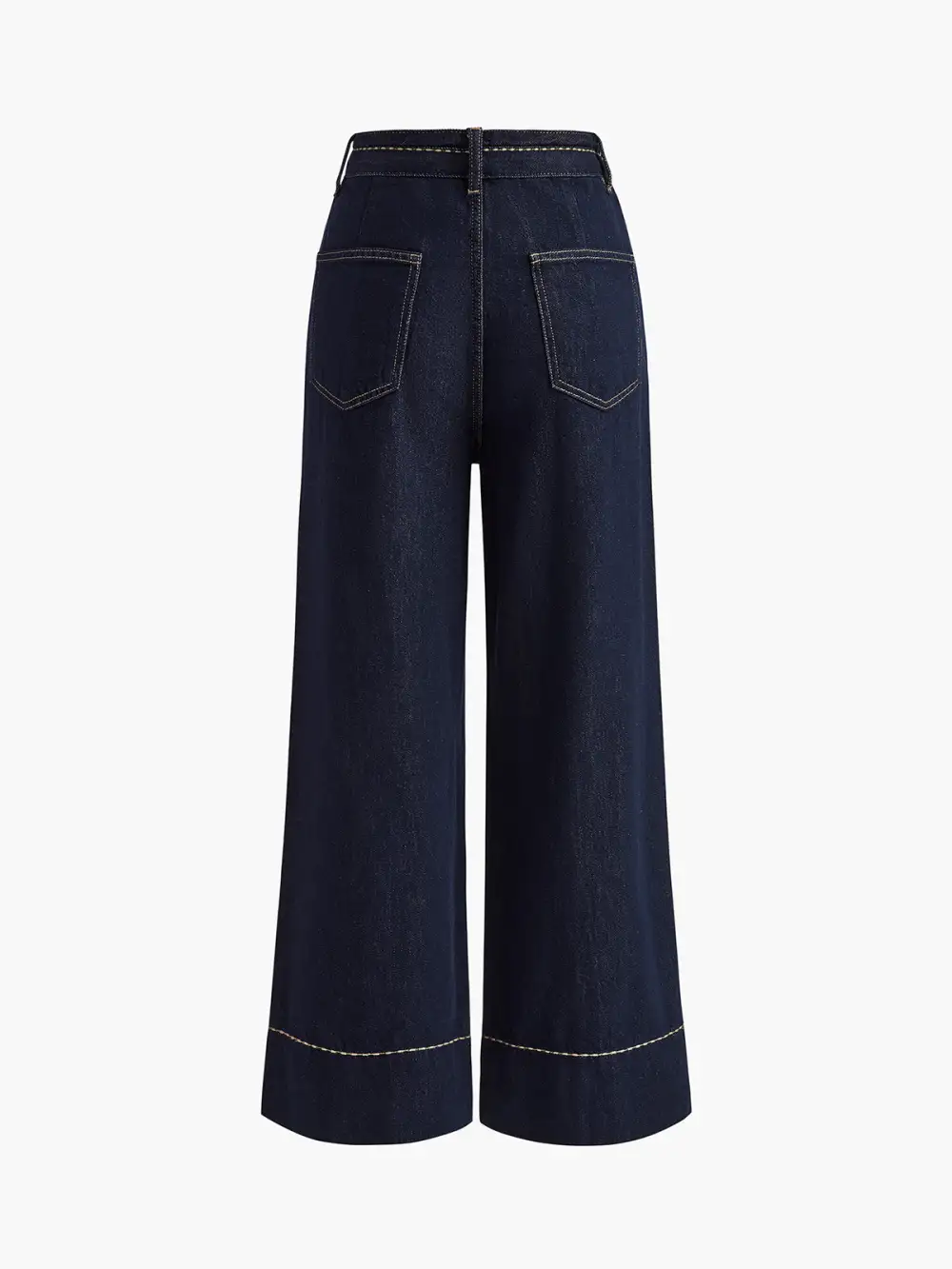 Plain Wide-Leg Jeans With Pockets