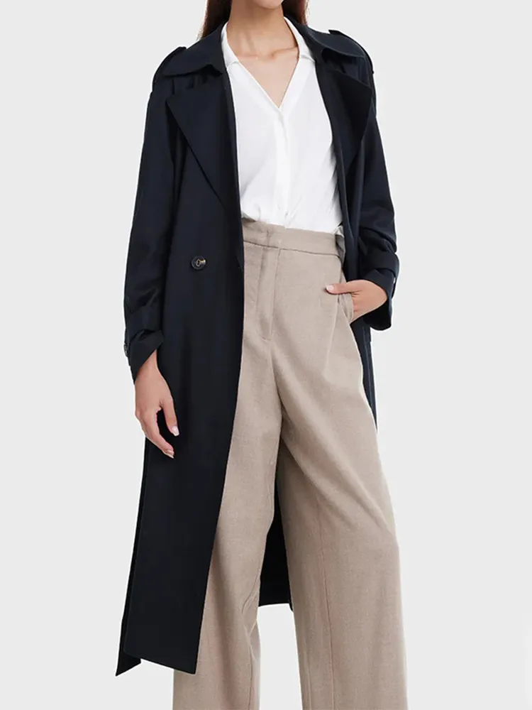 Worsted Woolen Double-Breasted Trench Coat