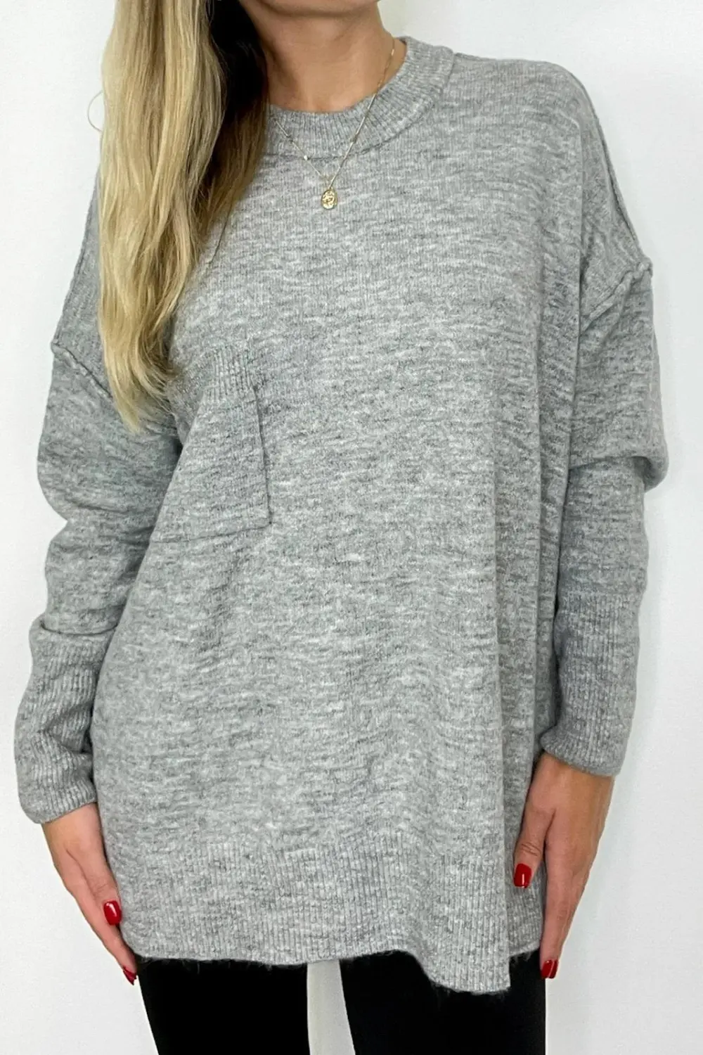 High Low Hem Pocket Sweater