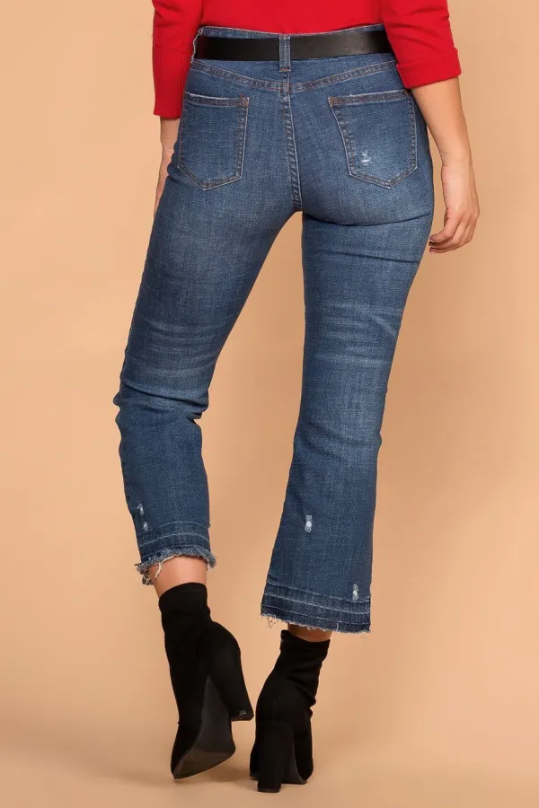 Distressed Seven Points Long Skinny Jeans
