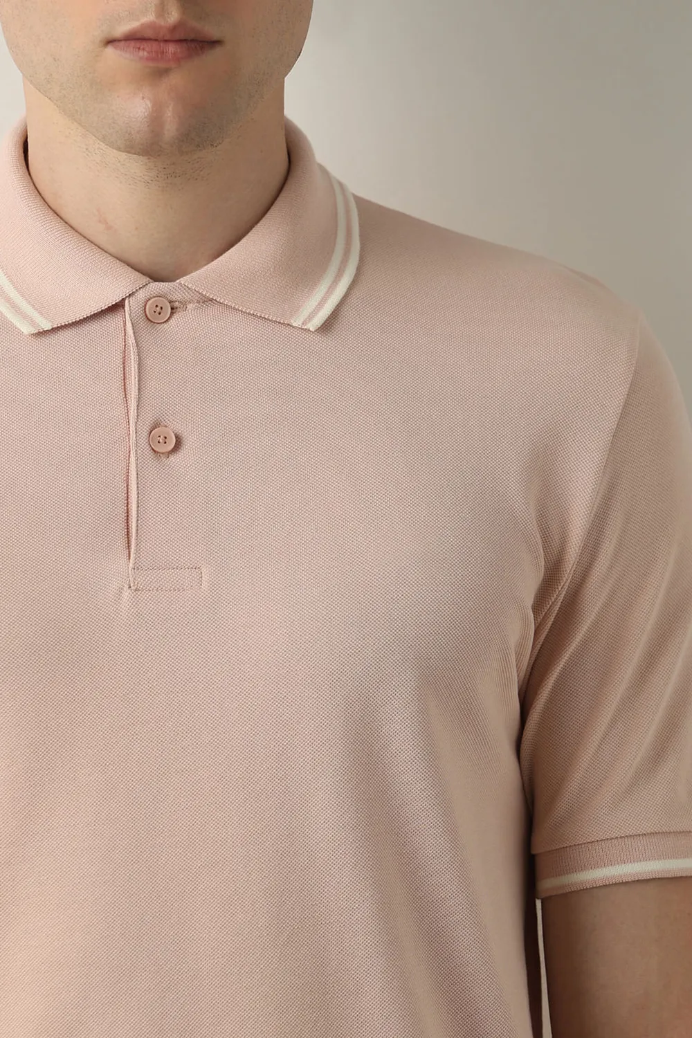 Pink Contrast Tipping Polo T-shirt