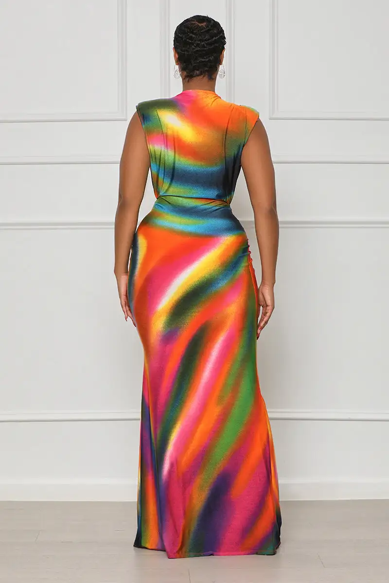 Weekend Dreams Rainbow Maxi Dress (Purple Multi)