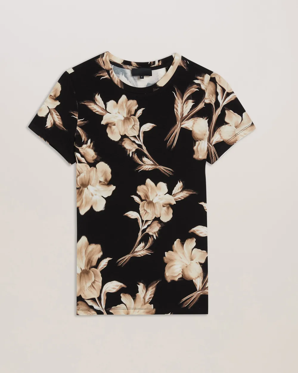 Nouraa Printed Fitted Short Sleeve Tee Black