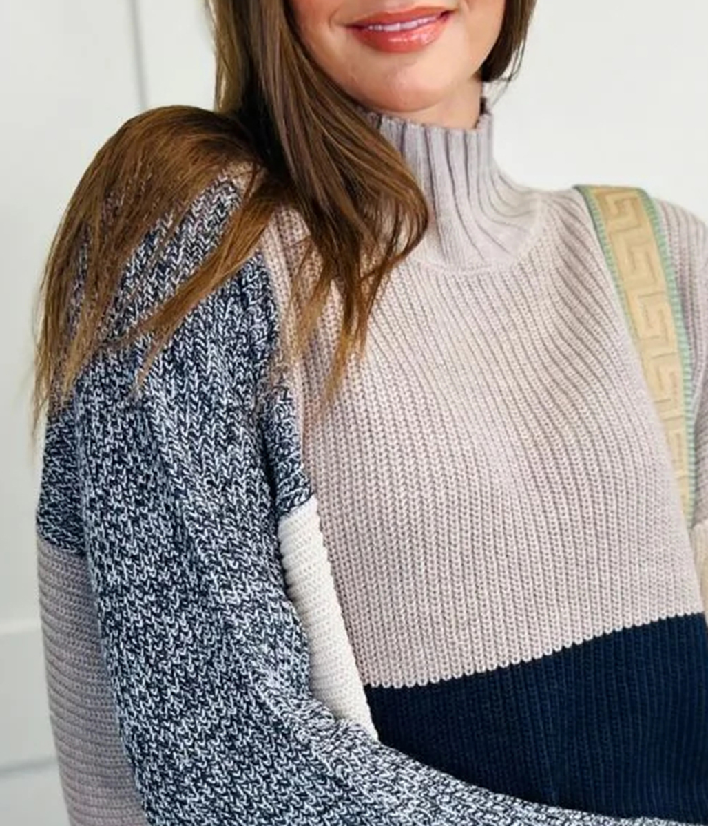 Soft Colour Block Asymmetric Jumper