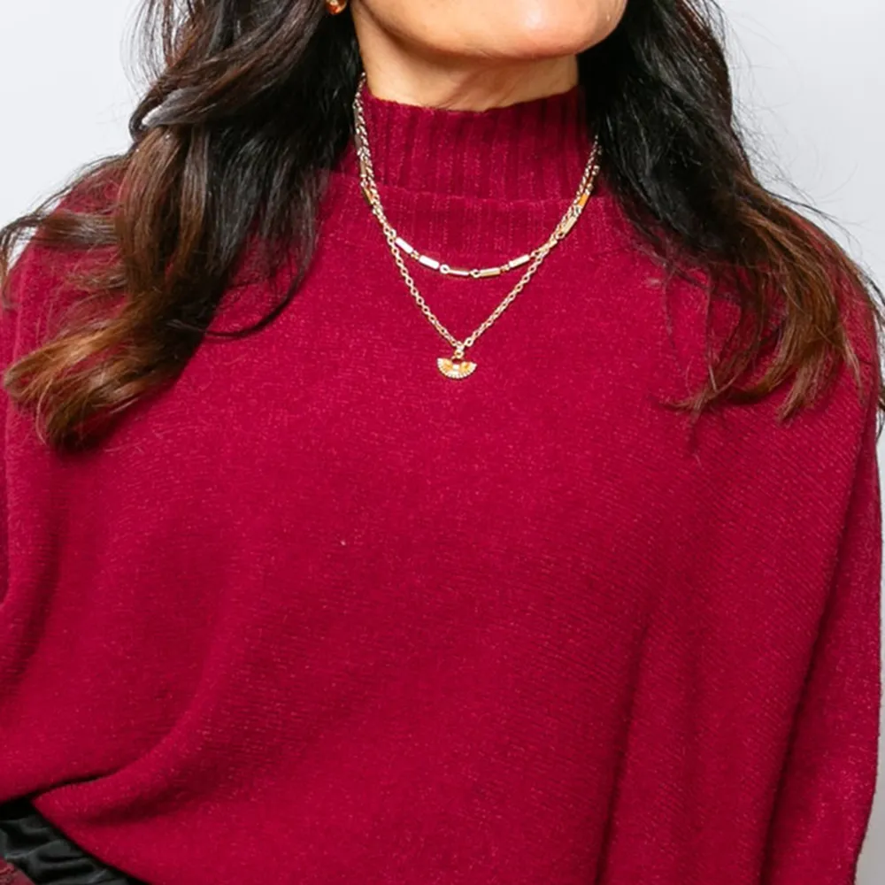 Wine High Neck Jumper