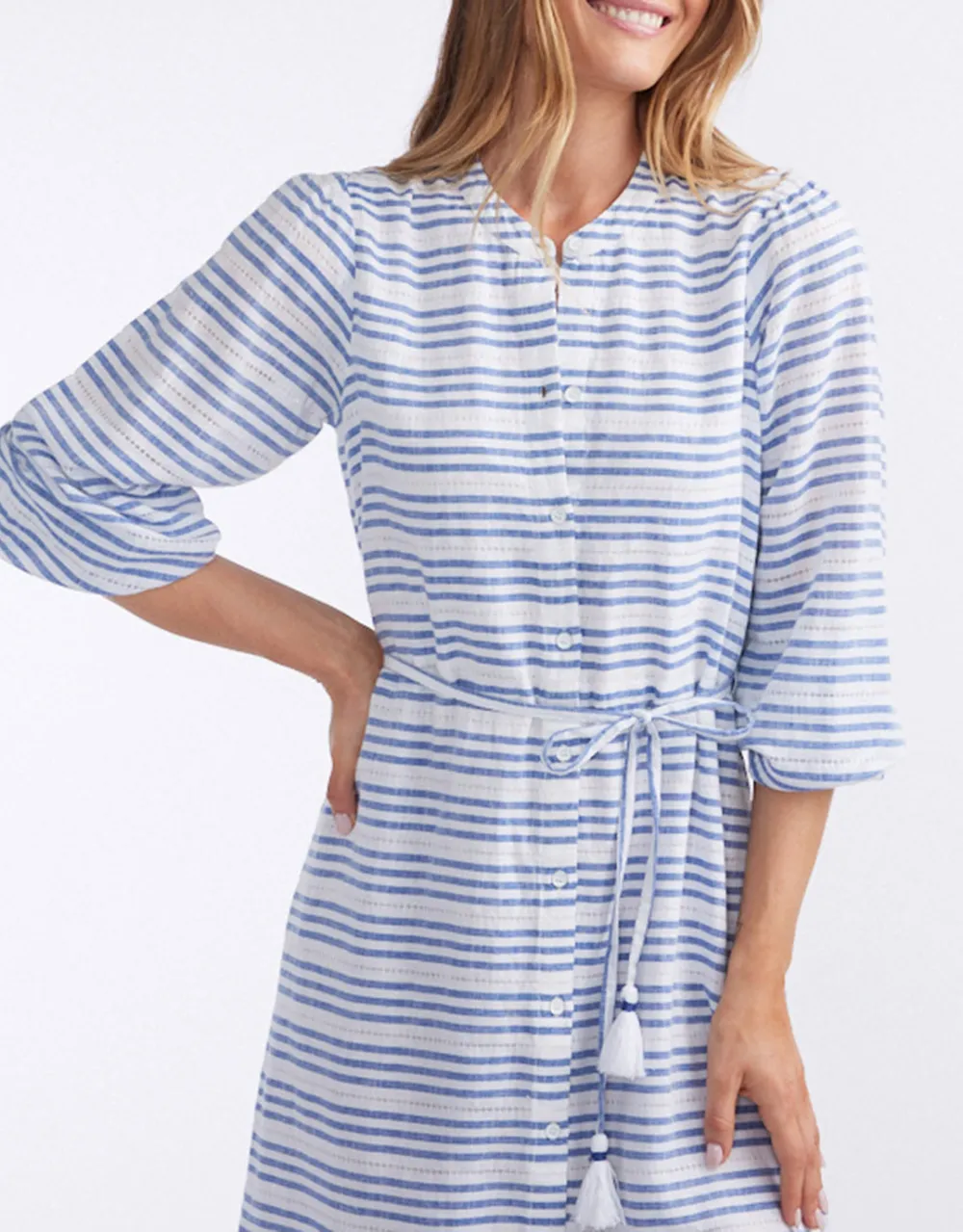 Palm Island Dress - Blue/White Stripe