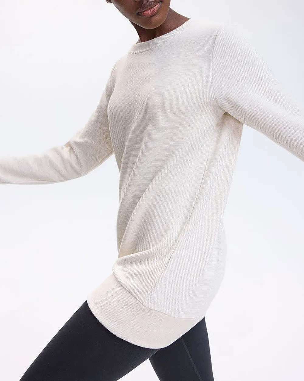 Long-Sleeve Crew-Neck Ottoman-Knit Tunic