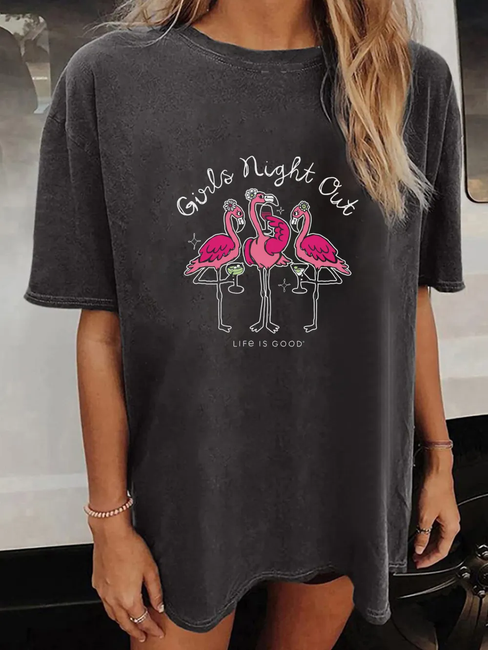 Women's Night Out Flamingo Short Sleeve T-shirts