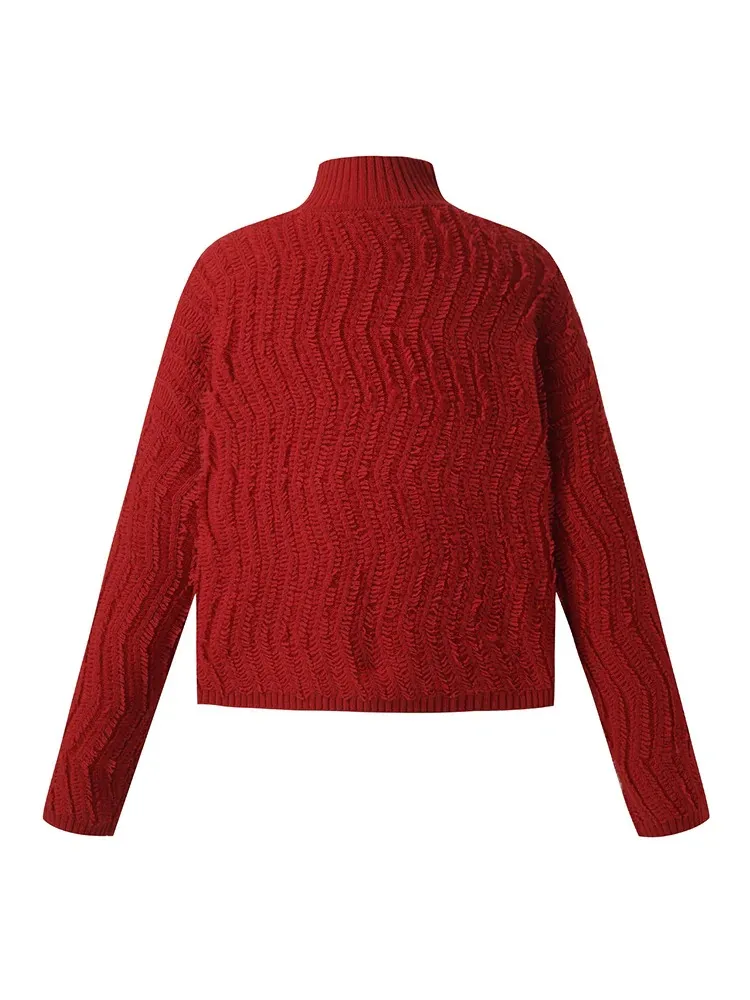 100% Wool Chili Red Women Sweater