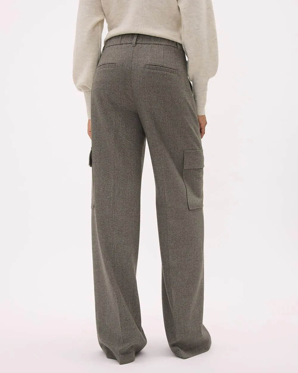 High-Rise Wide-Leg Plaid Cargo Pant